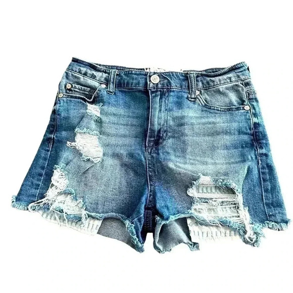 EUC Altar’d State women’s | juniors Size 5 shorts distressed cut off‎ blue denim - Picture 1 of 7